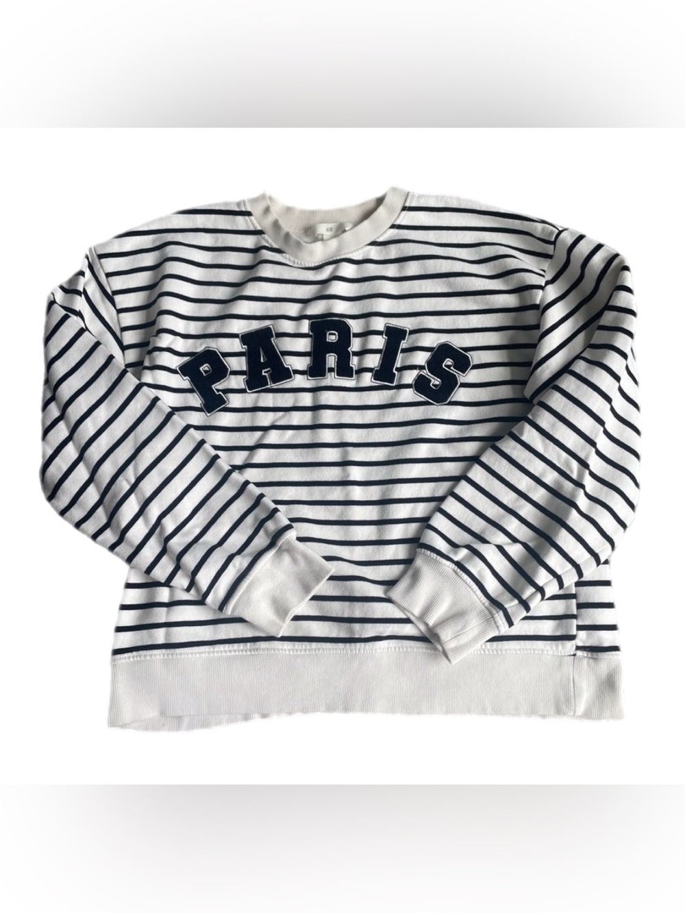 Striped 'Paris' Crewneck Sweatshirt - White & black H&M size medium